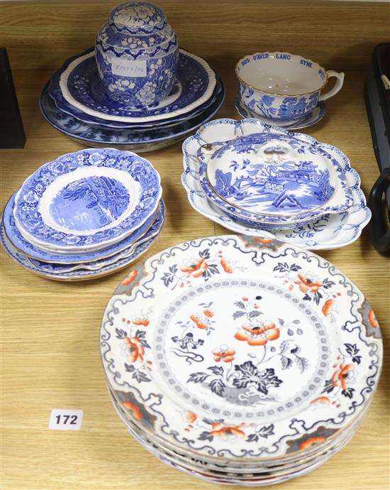 Blue and white pottery and ironstone wares